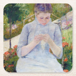 Meisje in de tuin, Mary Cassatt Kartonnen Onderzetters