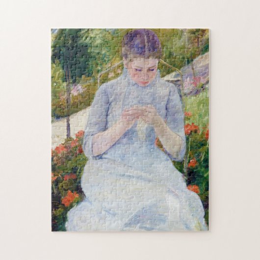 Meisje in de tuin, Mary Cassatt Legpuzzel (Verticaal)