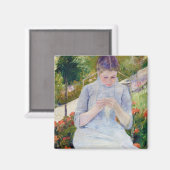 Meisje in de tuin, Mary Cassatt Magneet (Voorkant / Achterkant)