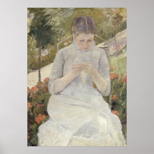 Meisje in de tuin van Mary Cassatt Poster (Voorkant)