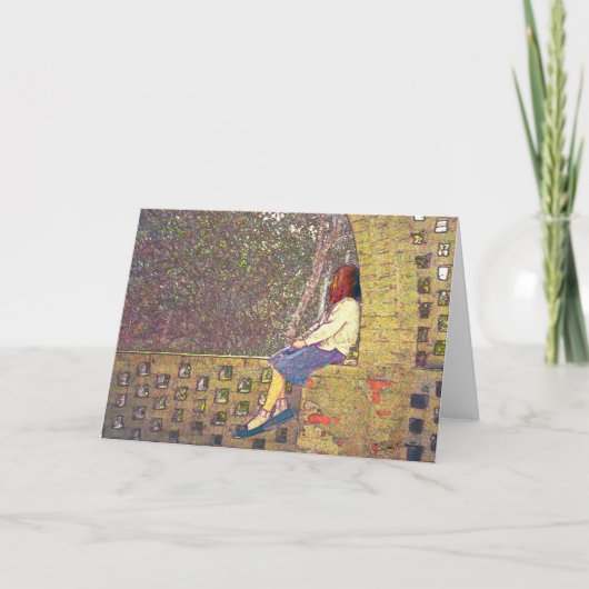 Meisje in de val van de Garden Wall Day Dreaming Kaart (Voorkant)