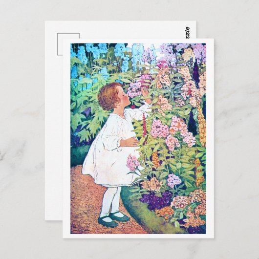 Meisje in de Vloertuin, Jessie Willcox Smith Briefkaart (Voorkant / Achterkant)