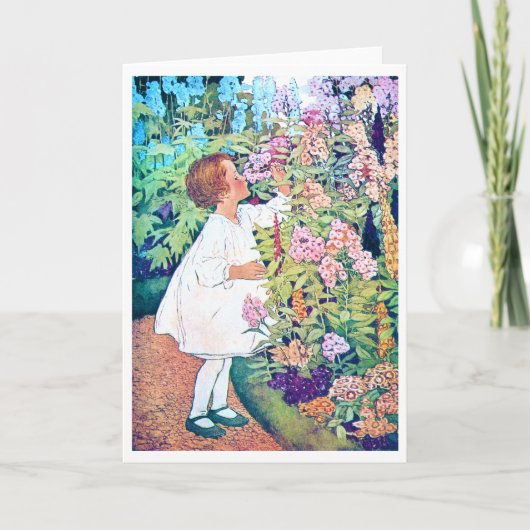 Meisje in de Vloertuin, Jessie Willcox Smith Kaart (Voorkant)