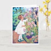 Meisje in de Vloertuin, Jessie Willcox Smith Kaart (Gele Bloem)