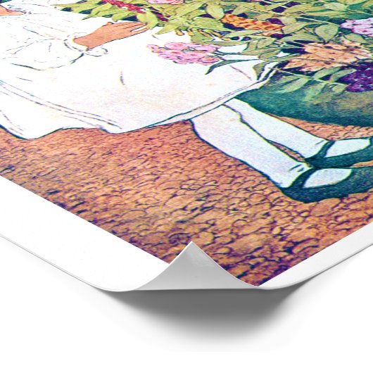 Meisje in de Vloertuin, Jessie Willcox Smith Poster (Hoek)