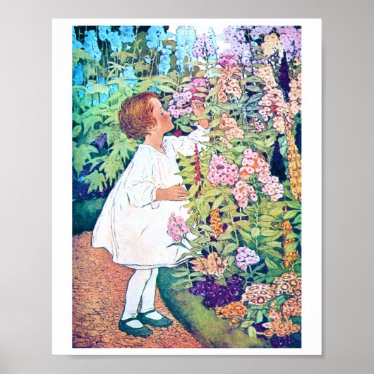 Meisje in de Vloertuin, Jessie Willcox Smith Poster (Voorkant)