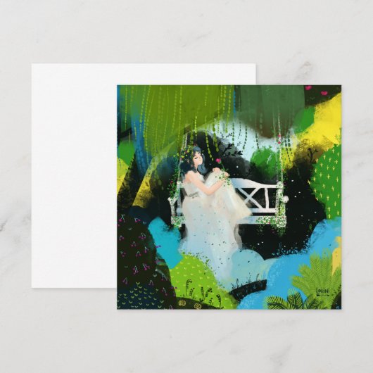 Meisje in de wilg kaart (Voorkant / Achterkant)