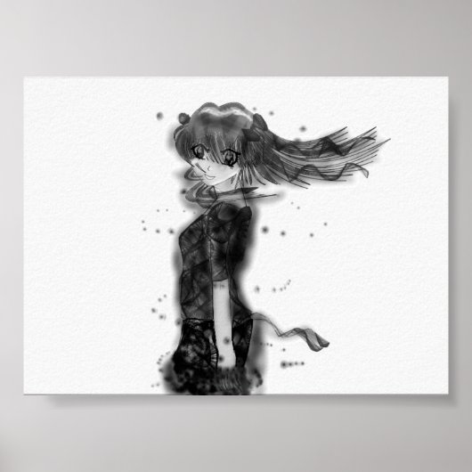 Meisje in de wind poster (Voorkant)