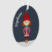 Meisje in de winter ornament (voorkant)