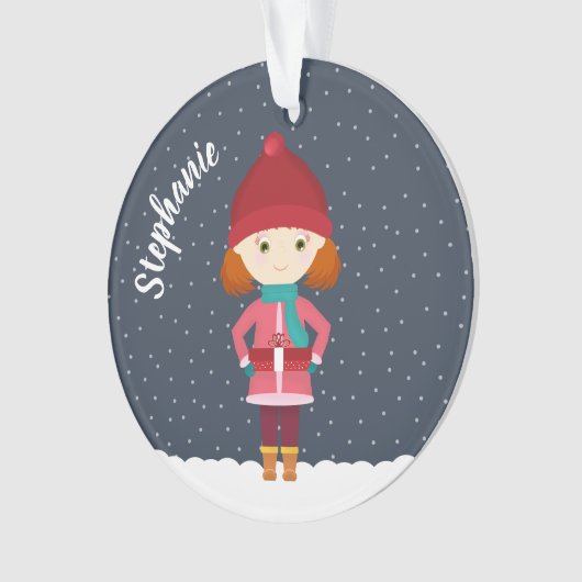 Meisje in de winter ornament (voorkant)