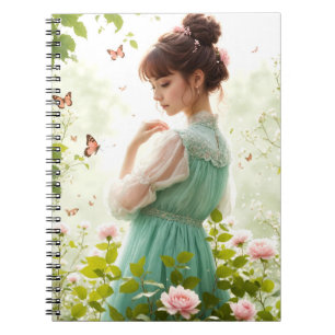 Meisje in de zomer tuin notitieboek