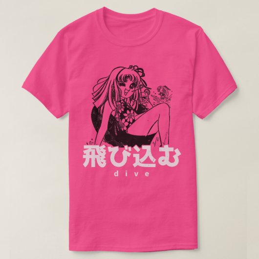 Meisje in de Zomerduik Japans Vintage T-shirt (Design voorkant)