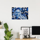 Meisje in een blauw pet poster (Thuiskantoor)