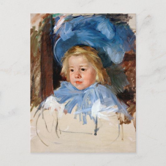 Meisje in een blauwe Bonnet, Mary Cassatt Briefkaart (Voorkant)