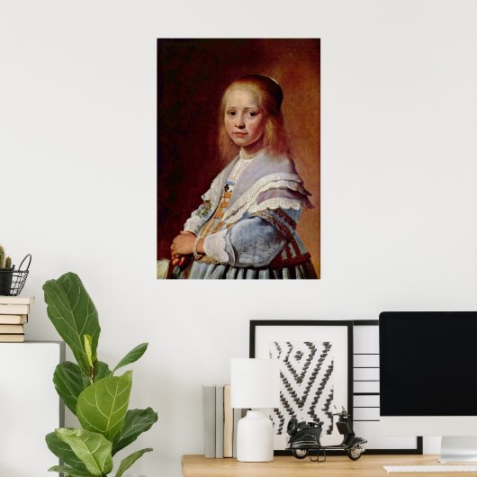 Meisje in een blauwe jurk van Johannes Verspronck Poster (Thuiskantoor)