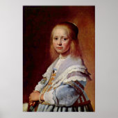 Meisje in een blauwe jurk van Johannes Verspronck Poster (Voorkant)