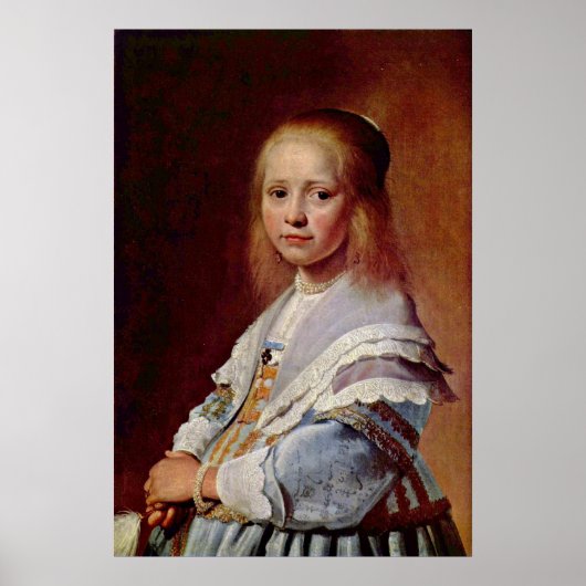 Meisje in een blauwe jurk van Johannes Verspronck Poster (Voorkant)