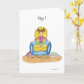 Meisje in een blauwe stoel? kaart (Gele Bloem)