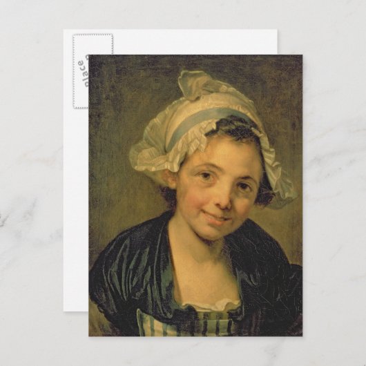 Meisje in een Bonnet, 1760 Briefkaart (Voorkant / Achterkant)