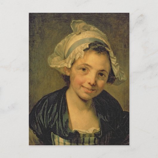 Meisje in een Bonnet, 1760 Briefkaart (Voorkant)
