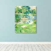 Meisje in een boot met ganzen van Berthe Morisot Canvas Afdruk (Insitu (Houten vloer))