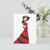 Meisje in een Briefkaart van een Rode Dress (Staand voorkant)