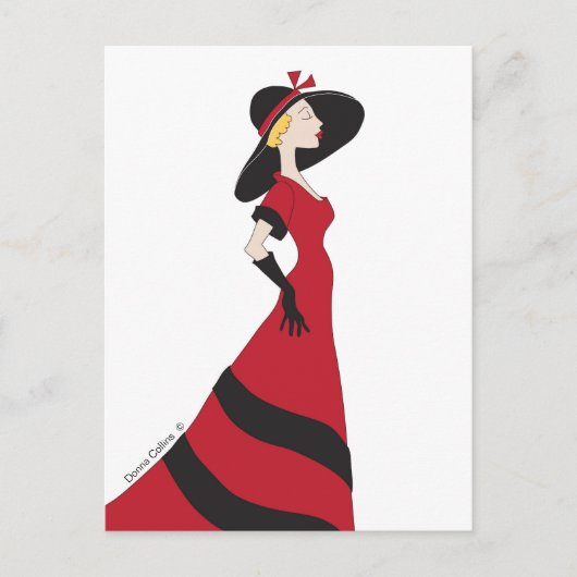 Meisje in een Briefkaart van een Rode Dress (Voorkant)