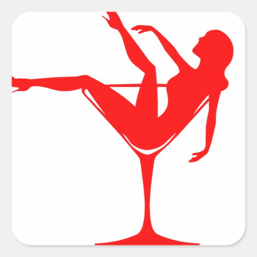 Meisje in een cocktailglas vierkante sticker (Voorkant)