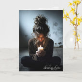 Meisje in een donkere kamer kaart (Gele Bloem)