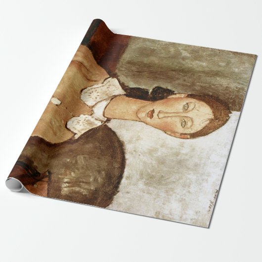 Meisje in een gele jurk, Modigliani Cadeaupapier (Uitgerold)