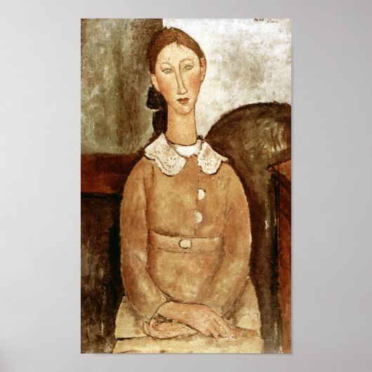 Meisje in een gele jurk, Modigliani Poster (Voorkant)