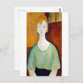 Meisje in een groene blouse, Modigliani Briefkaart (Voorkant / Achterkant)