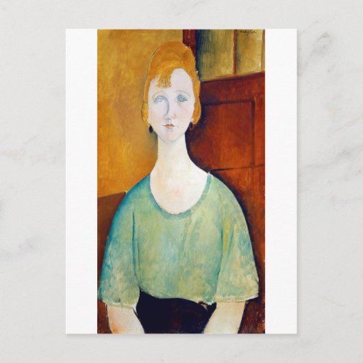 Meisje in een groene blouse, Modigliani Briefkaart (Voorkant)