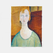 Meisje in een groene blouse, Modigliani Fleece Deken (Voorkant)
