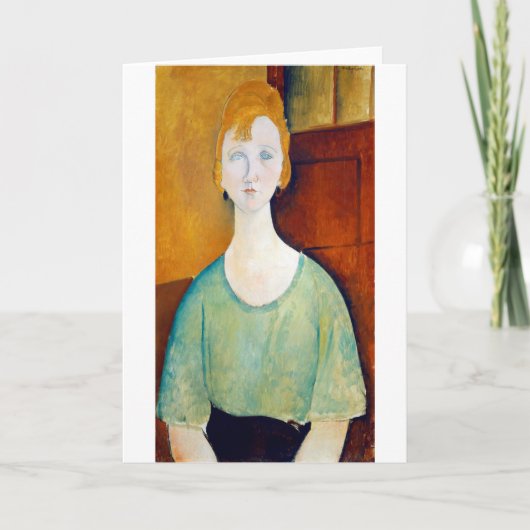Meisje in een groene blouse, Modigliani Kaart (Voorkant)