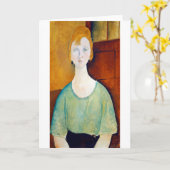 Meisje in een groene blouse, Modigliani Kaart (Gele Bloem)