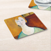 Meisje in een groene blouse, Modigliani Kartonnen Onderzetters (Schuin)