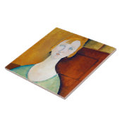 Meisje in een groene blouse, Modigliani Tegeltje (Zijkant)