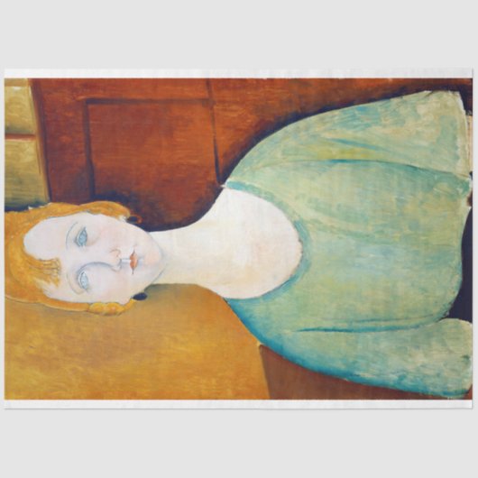 Meisje in een groene blouse, Modigliani Tissuepapier (Voorkant)