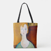 Meisje in een groene blouse, Modigliani Tote Bag (Achterkant)
