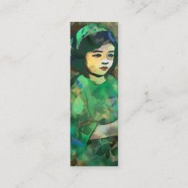 Meisje in een groene jurk Bladwijzer Mini Visitekaartje