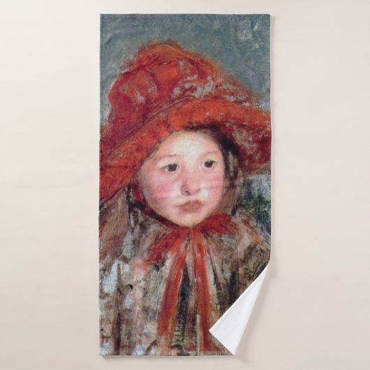 Meisje in een groot rood Pet, Mary Cassatt Badhanddoek (Badhanddoek)