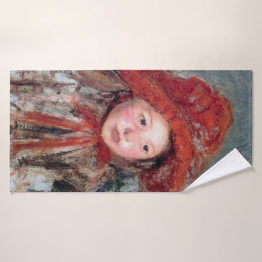 Meisje in een groot rood Pet, Mary Cassatt Badhanddoek (Badhanddoek)