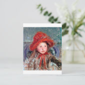 Meisje in een groot rood Pet, Mary Cassatt Briefkaart (Staand voorkant)