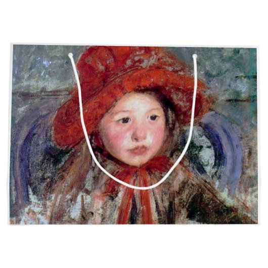 Meisje in een groot rood Pet, Mary Cassatt Groot Cadeauzakje (Achterkant)