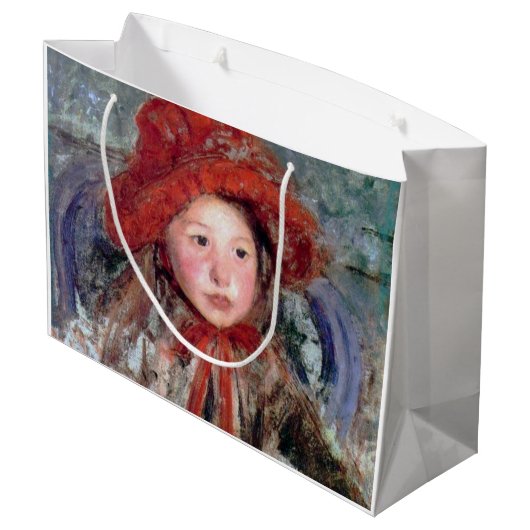 Meisje in een groot rood Pet, Mary Cassatt Groot Cadeauzakje (Achterkant Gekanteld)