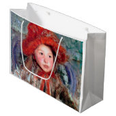 Meisje in een groot rood Pet, Mary Cassatt Groot Cadeauzakje (Voorkant Gekanteld)