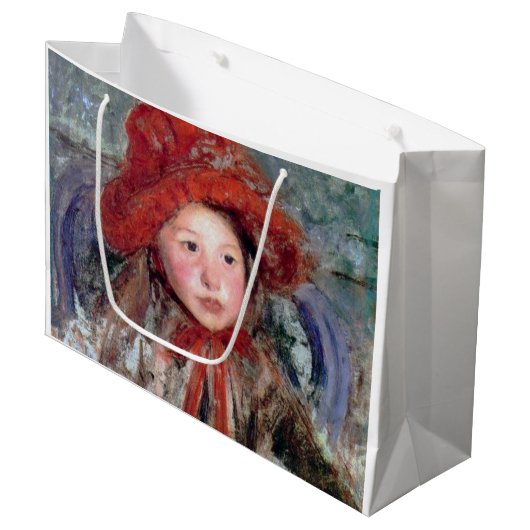 Meisje in een groot rood Pet, Mary Cassatt Groot Cadeauzakje (Voorkant Gekanteld)