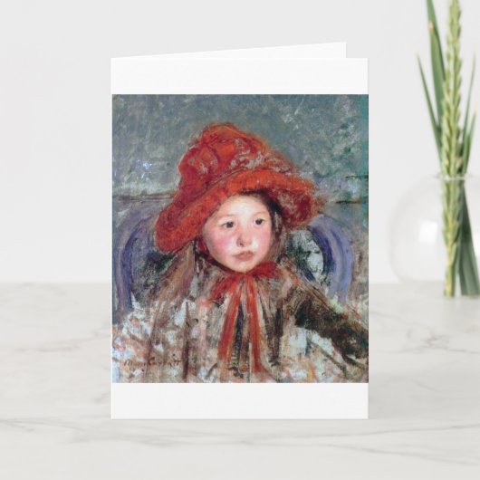 Meisje in een groot rood Pet, Mary Cassatt Kaart (Voorkant)
