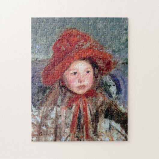 Meisje in een groot rood Pet, Mary Cassatt Legpuzzel (Verticaal)